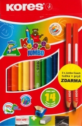 Pastelky Kores Jumbo + ořezávátko, guma a 2 tužky ZDARMA - Limitovaná edice